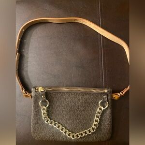 Michael Kors Brown MK Signature Fanny Pack Belt Bag(Small)